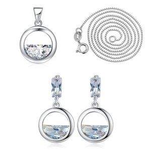 *NEW[Set of 2] Sterling Silver Diamond Waterdrop A